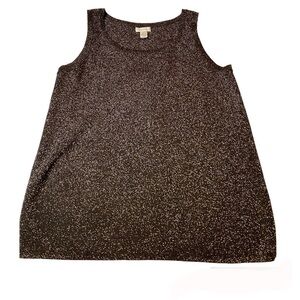 chico’s sleeveless brown metallic gold thread knit top size 2